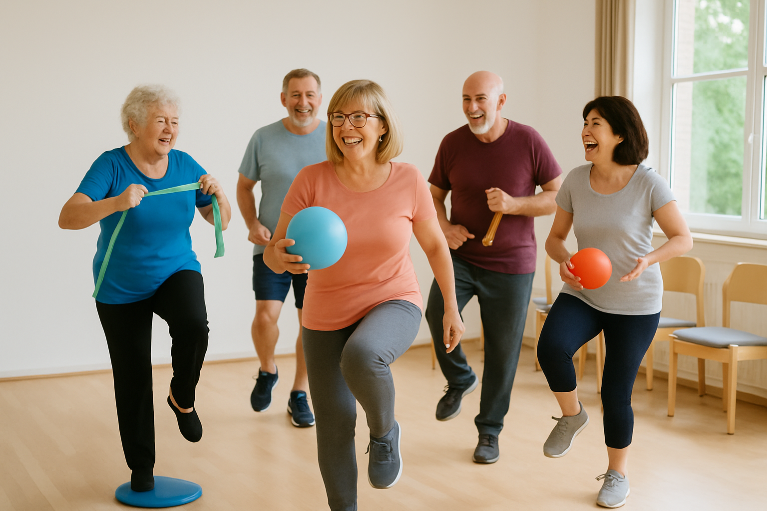 Gruppe mit Menschen mittleren Alters machen Sport